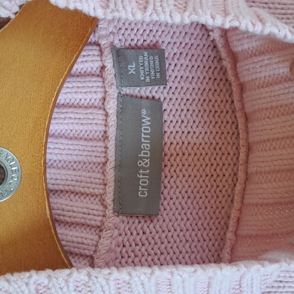 Croft & Barrow Soft Powder Pink Floral Knit Sweater Pullover Mock Neck - Picture 4 of 11